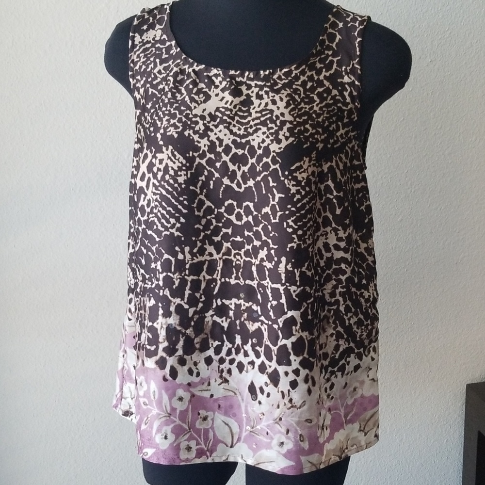 Dana Buchman Animal/Floral Print Top